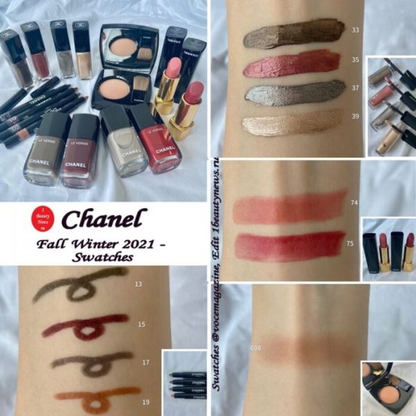 Свотчи осенней коллекции макияжа Chanel Makeup Collection Fall Winter 2021 — Swatches